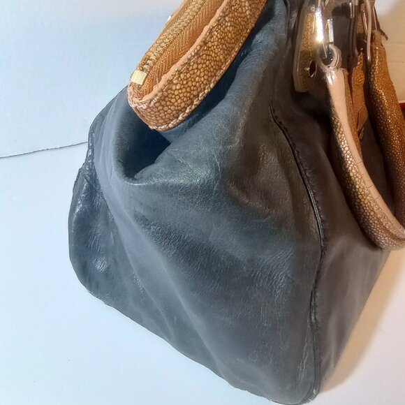 RARE Henri Bendel New York Vintage Leather Hand Bag w/ Compact - Picture 7 of 16